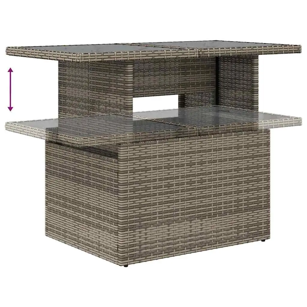 Outdoor Furniture Set 5 Piece Grey Poly Rattan Sofa with Cushions and Storage Compartments