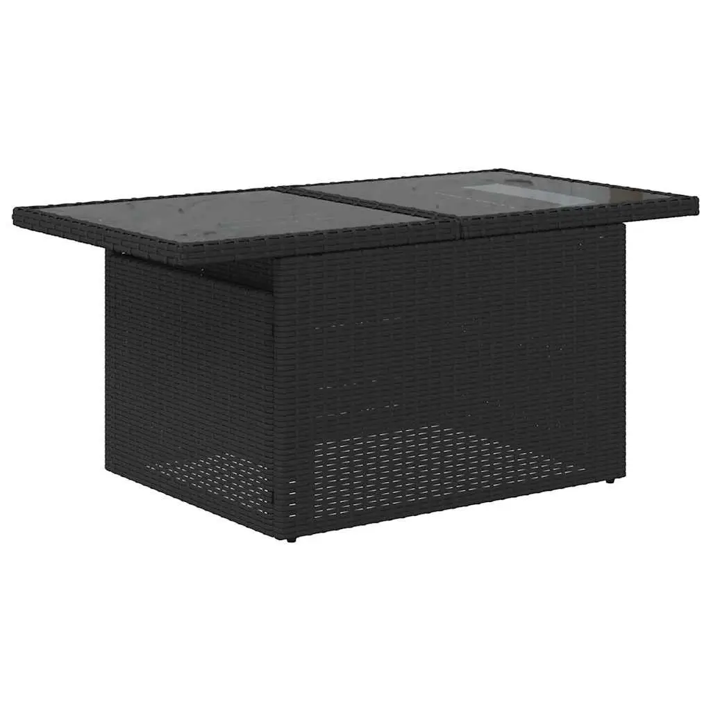 Outdoor Patio Sofa Set 6 Piece Black PE Rattan with Cushions Adjustable Table