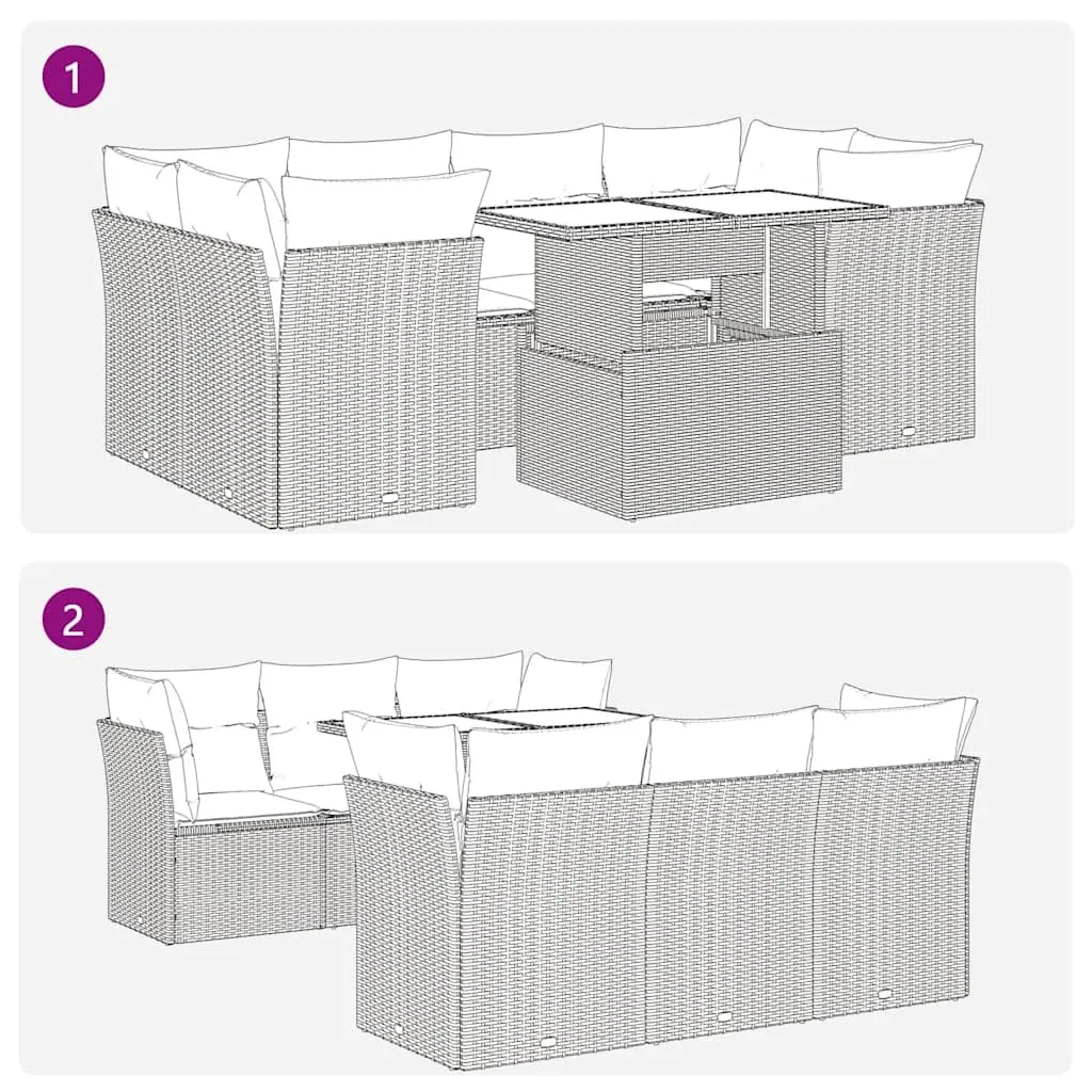 7 Piece Garden Sofa Set Outdoor Patio Furniture Beige Poly Rattan