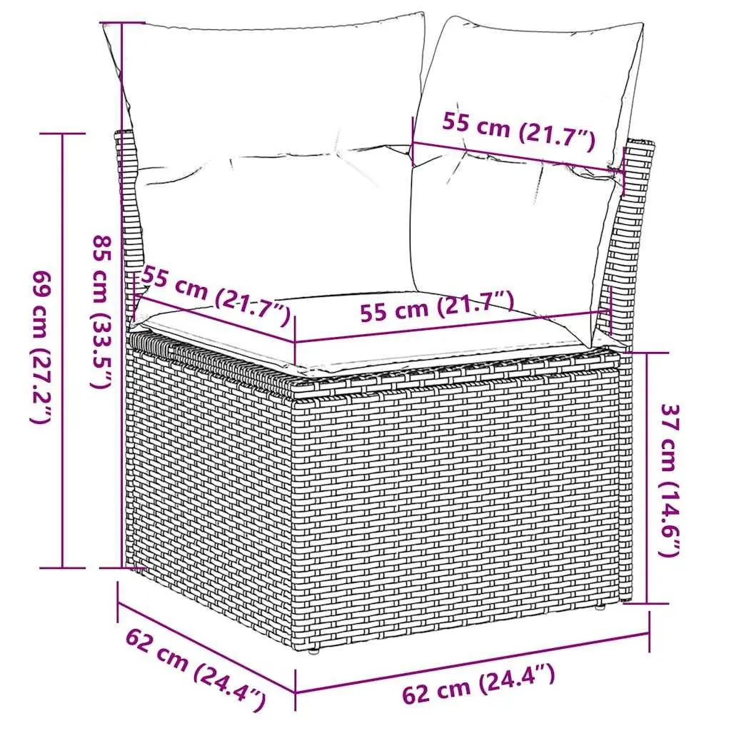 Outdoor Garden Sofa Set 9 Piece Beige Poly Rattan with Storage
