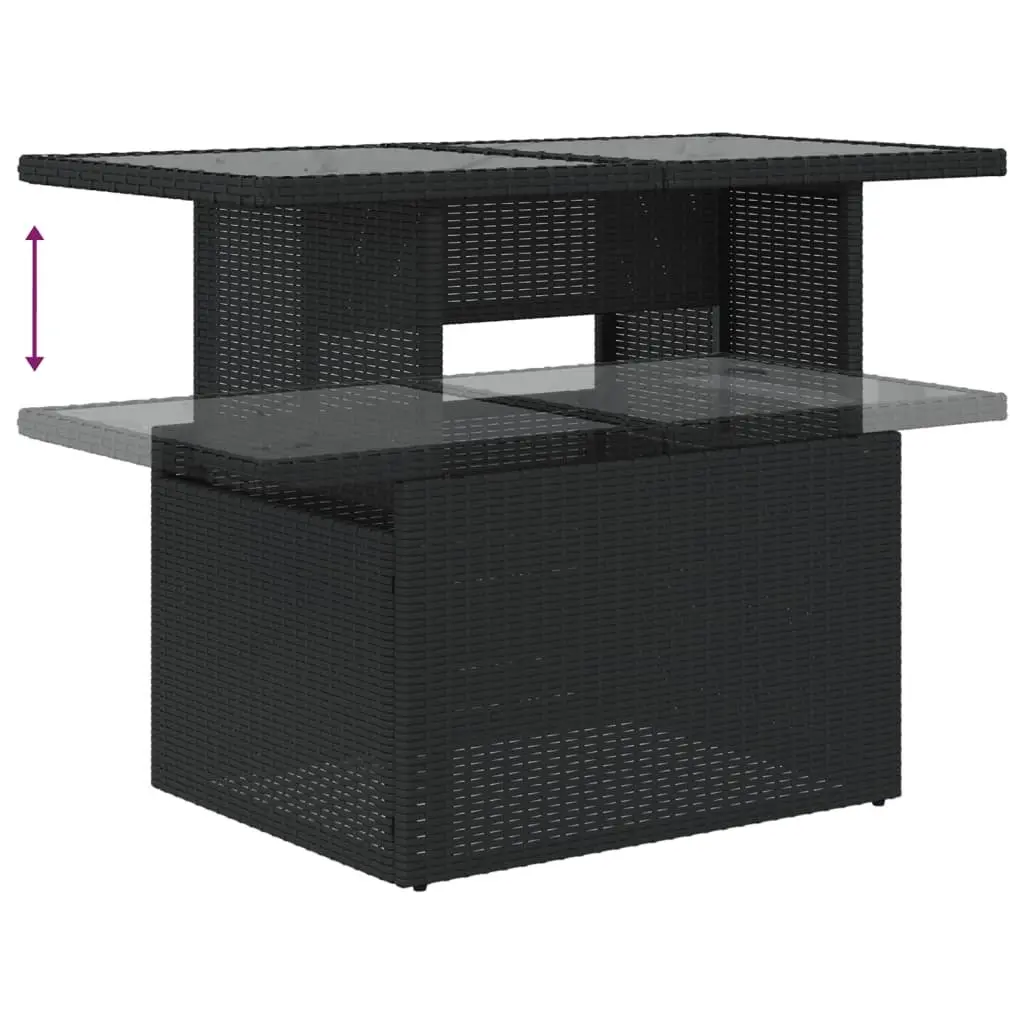 Garden Sofa Set 6 Piece Outdoor Furniture Black Poly Rattan with Cushions