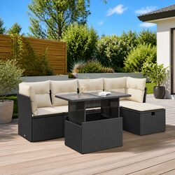 Friendly 6 Piece Black Garden Sofa Set for You