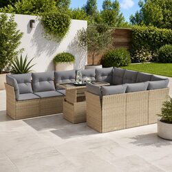Your Perfect 11 Piece Beige Garden Sofa Set Awaits You