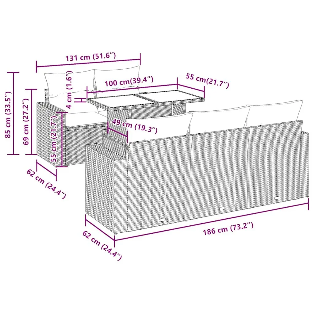 6-Piece Outdoor Sofa Set