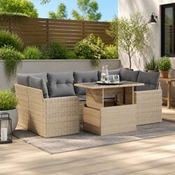 Friendly 7 Piece Patio Sofa Set with Storage - Beige