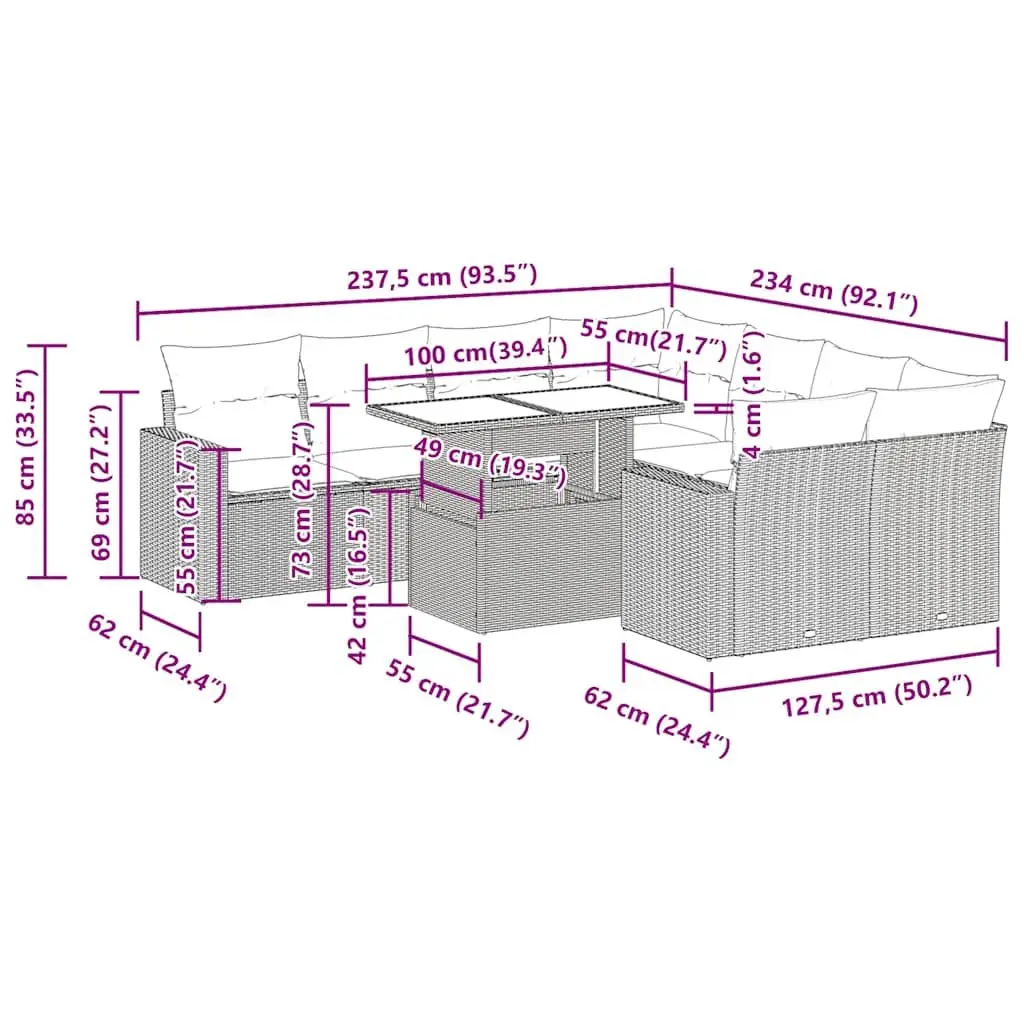 9-Piece Garden Sofa Set