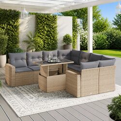 Friendly 9-Piece Beige Garden Sofa Set for Your Outdoors