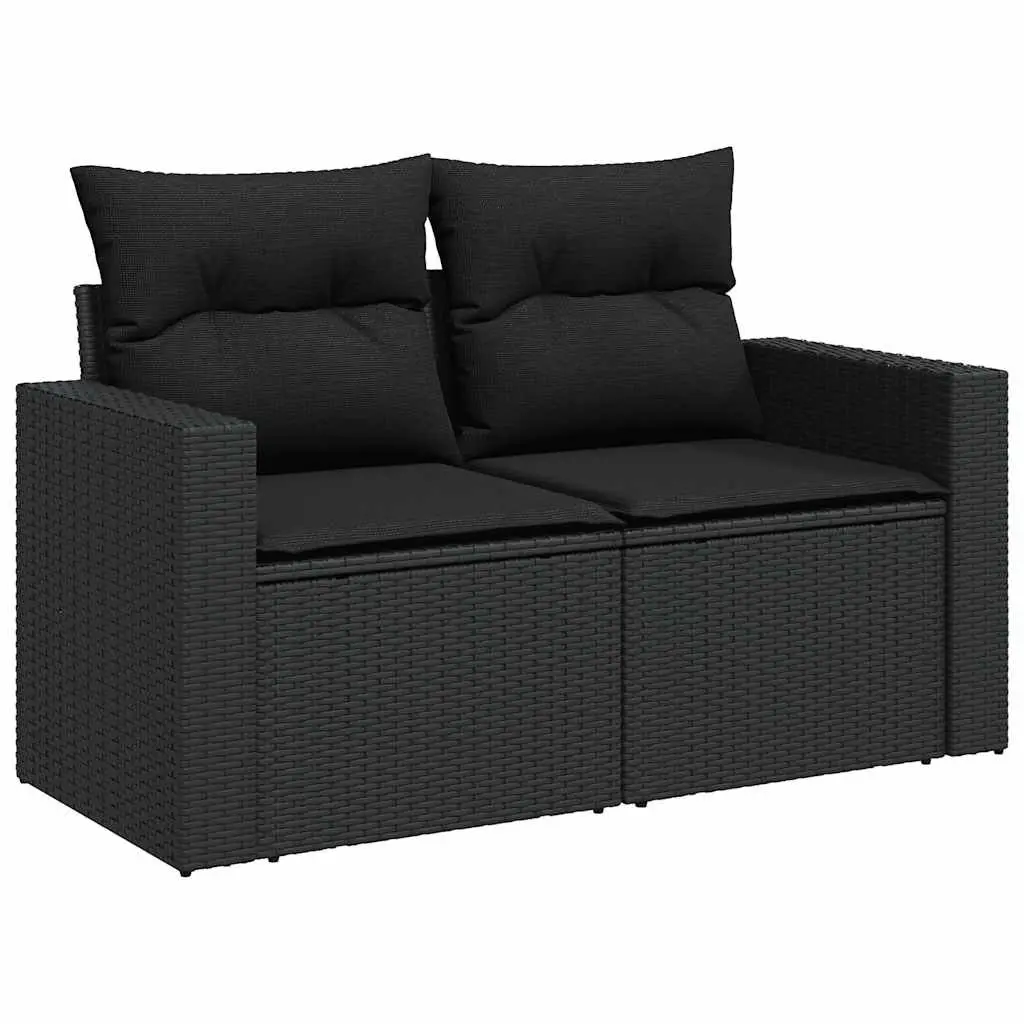 Garden Sofa Set 6 Piece Outdoor Furniture Black Rattan With Storage