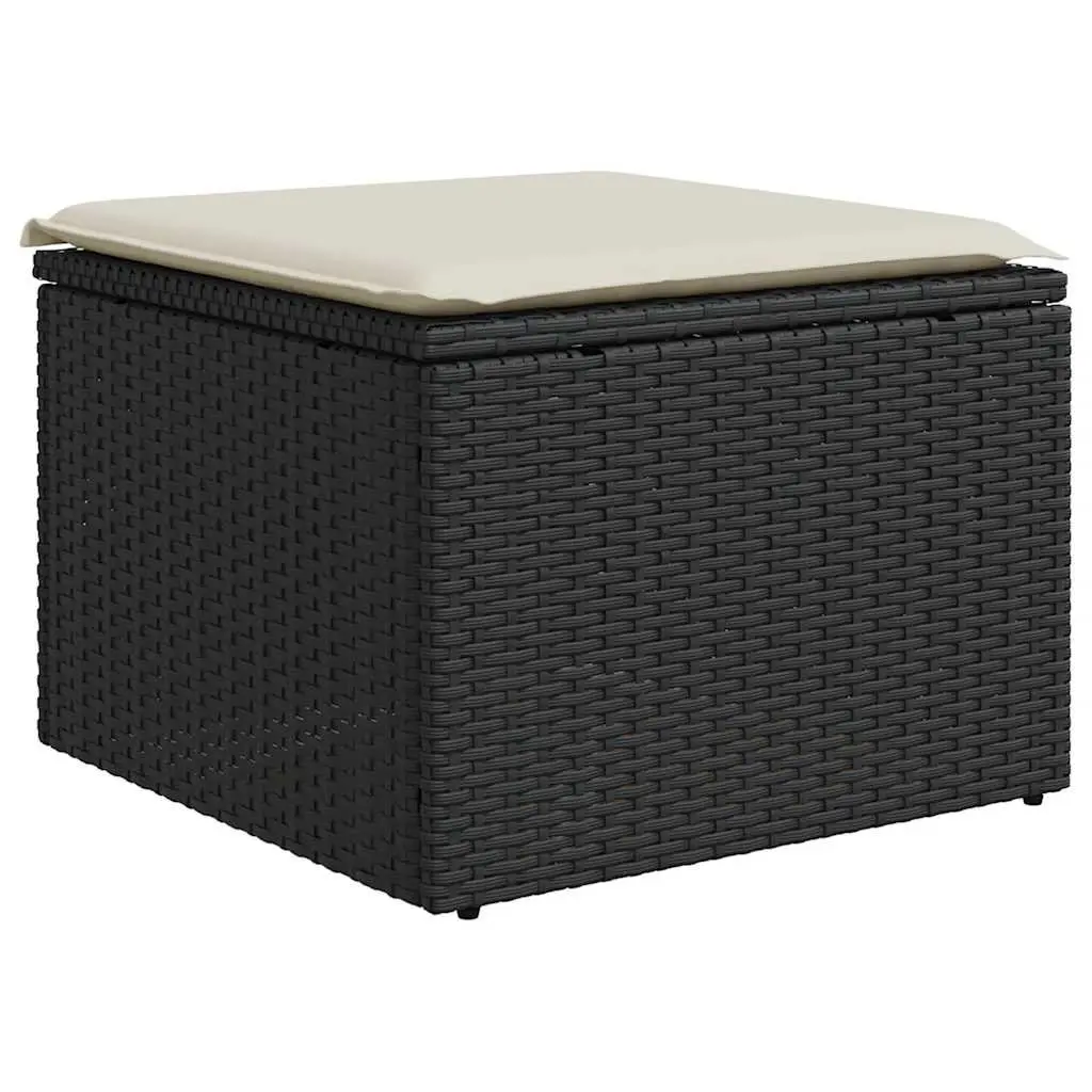 Garden Sofa Set 6 Piece Outdoor Furniture Black Poly Rattan with Cushions