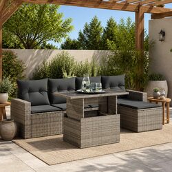 Comfortable and Stylish 6-Piece Grey Garden Sofa Set