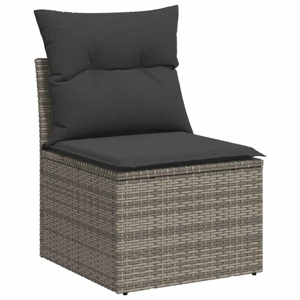Outdoor Furniture Set Grey Poly Rattan 6 Piece Garden Sofa with Adjustable Table and Storage Bags