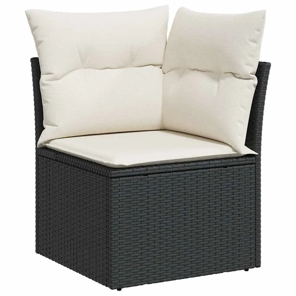 7 Piece Garden Sofa Set with Storage Cushions Black Poly Rattan Outdoor Patio