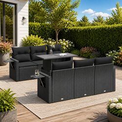 7 Piece Garden Sofa Set Outdoor Furniture Patio Sectional with Cushions Black