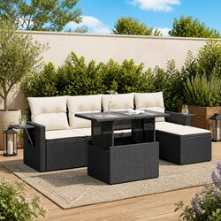 Outdoor 6-Piece Garden Sofa Set - Stylish Black Rattan