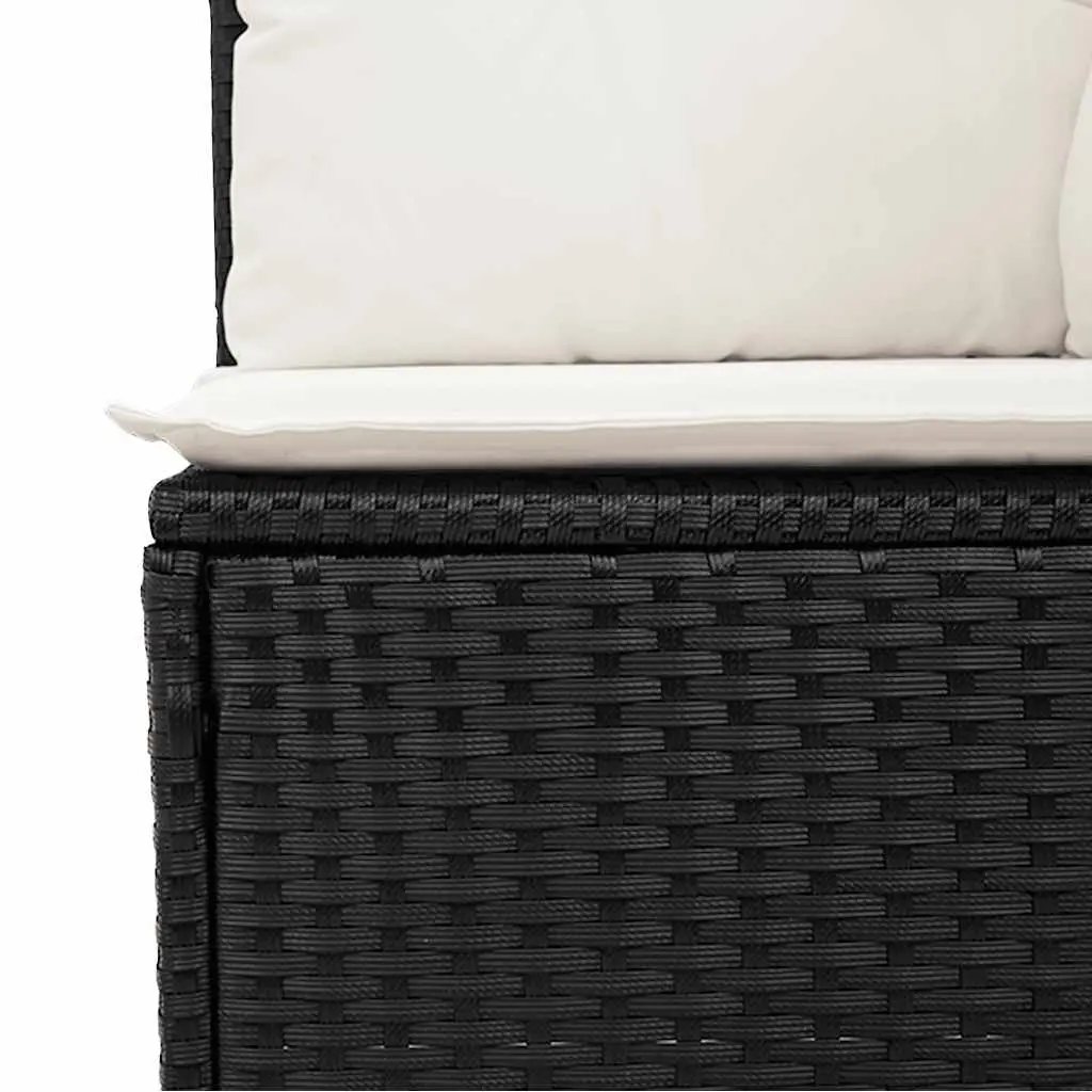 7 Piece Garden Sofa Set Outdoor Lounge Furniture Adjustable Table Storage Cushions Black