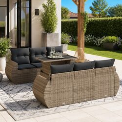 Your New 7 Piece Outdoor Sofa Set in Grey Awaits
