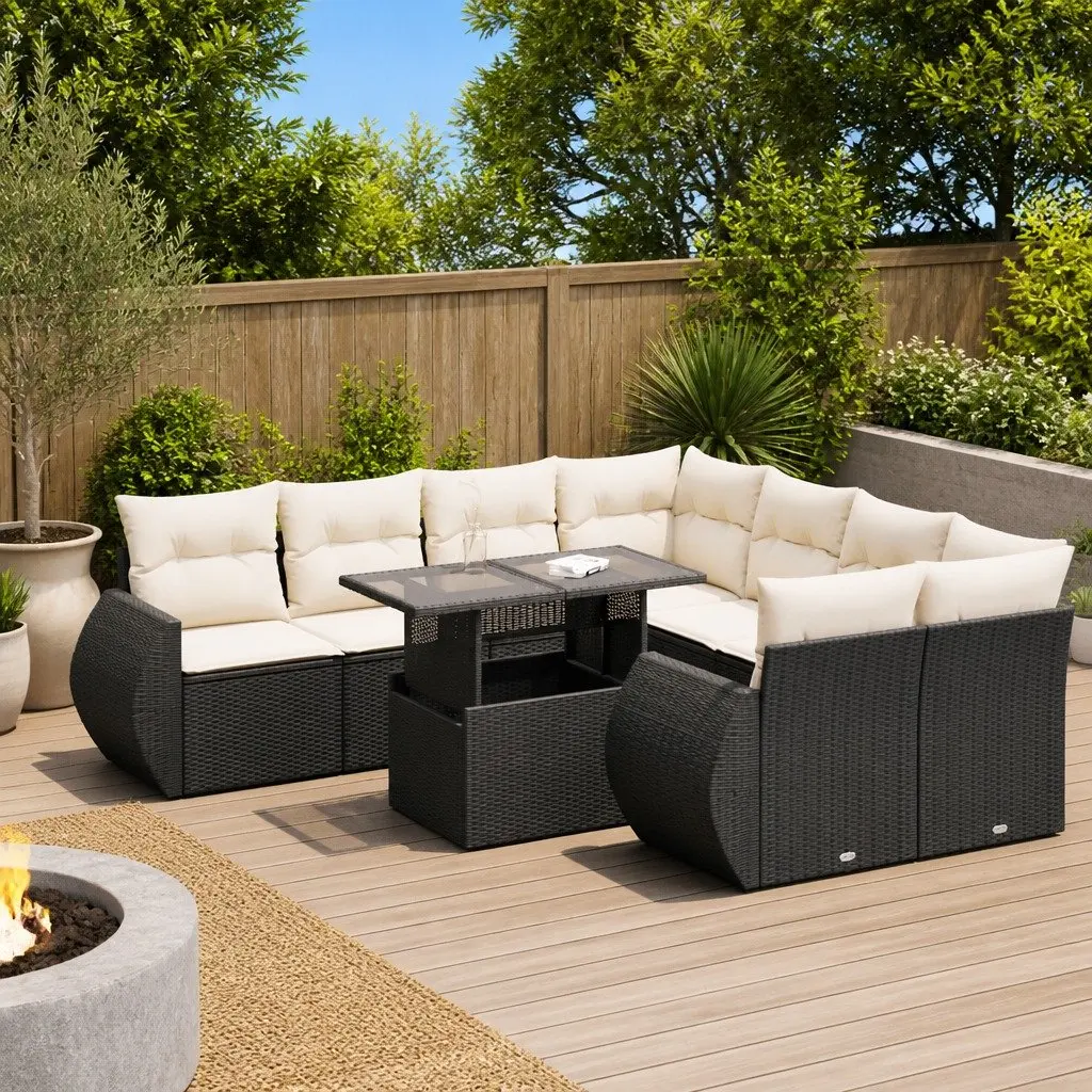 Garden Sofa Set 9 Piece Outdoor Patio Furniture with Cushions and Storage
