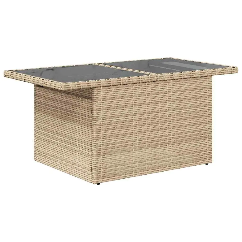 Outdoor Garden Sofa Set 9 Piece Beige Poly Rattan Patio Furniture with Cushions