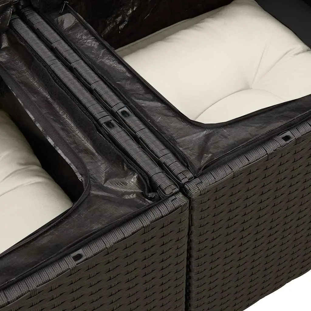 6 Piece Garden Sofa Set Outdoor Patio Furniture with Storage Cushions Black