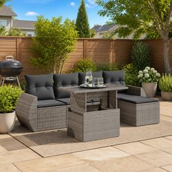 Comfortable 6-Piece Grey Outdoor Sofa Set for You