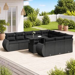 Inviting 11 Piece Black Rattan Garden Sofa Set