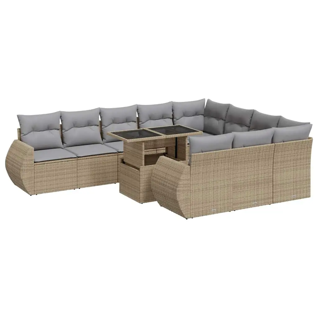 11 Piece Beige Garden Sofa Set