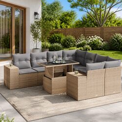 Your New 9-Piece Beige Garden Sofa Set Awaits