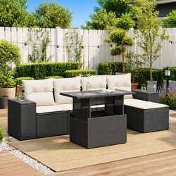 Your Outdoor Escape: 6 Piece Garden Sofa Set in Black