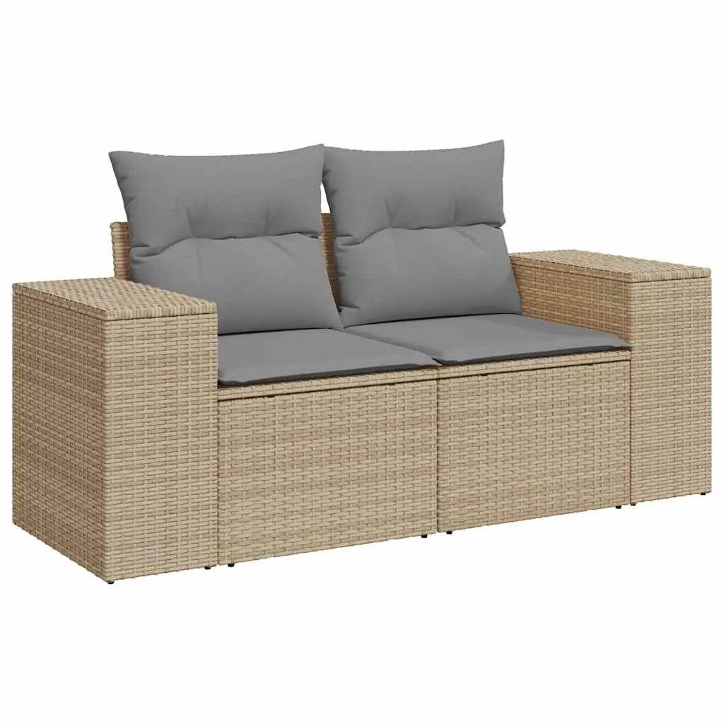 Garden Sofa Set 9 Piece Outdoor Furniture Beige Poly Rattan Patio Sectional