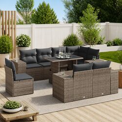 Garden Sofa Set 9 Piece Grey Outdoor Furniture Patio Seating with Storage