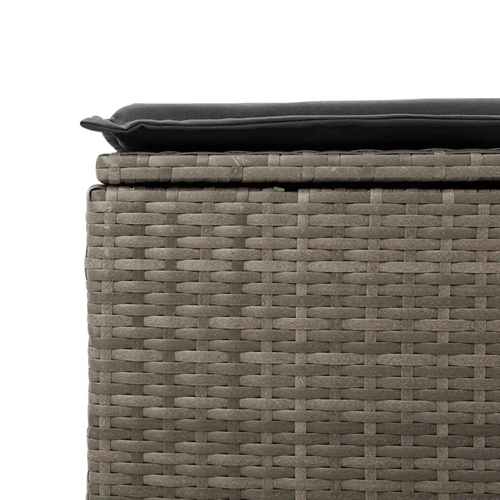 9 Piece Outdoor Garden Sofa Set Grey Poly Rattan Patio Furniture with Storage
