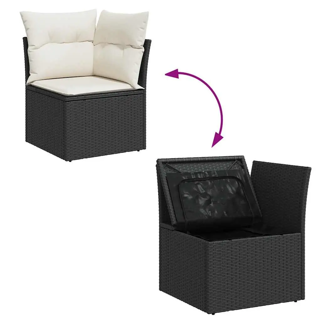 Garden Sofa Set 11 Piece Outdoor Furniture Black Poly Rattan Patio Sectional