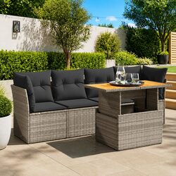 Garden Sofa Set 5 Piece Outdoor Furniture Patio Lounge Grey with Cushions