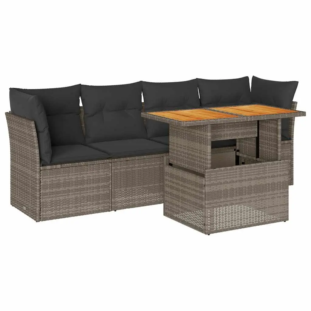 Garden Sofa Set 5 Piece Outdoor Furniture Patio Lounge Grey with Cushions
