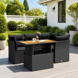 Friendly 5-Piece Black Outdoor Sofa Set with Cushions