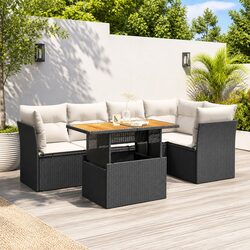 Friendly 6-Piece Black Outdoor Sofa Set