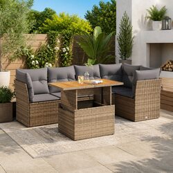 Friendly 6-Piece Outdoor Garden Sofa Set in Beige