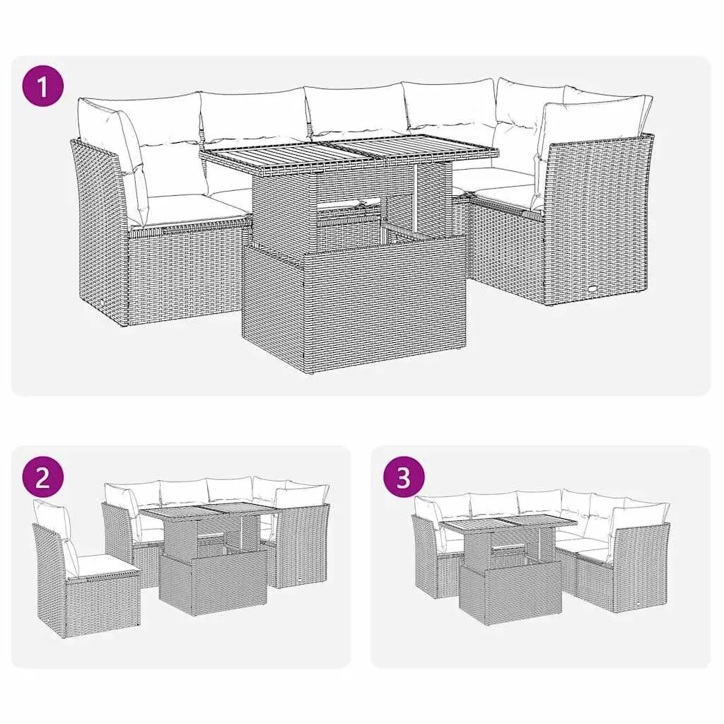 Garden Sofa Set 6 Piece Outdoor Furniture Patio Grey Poly Rattan with Cushions