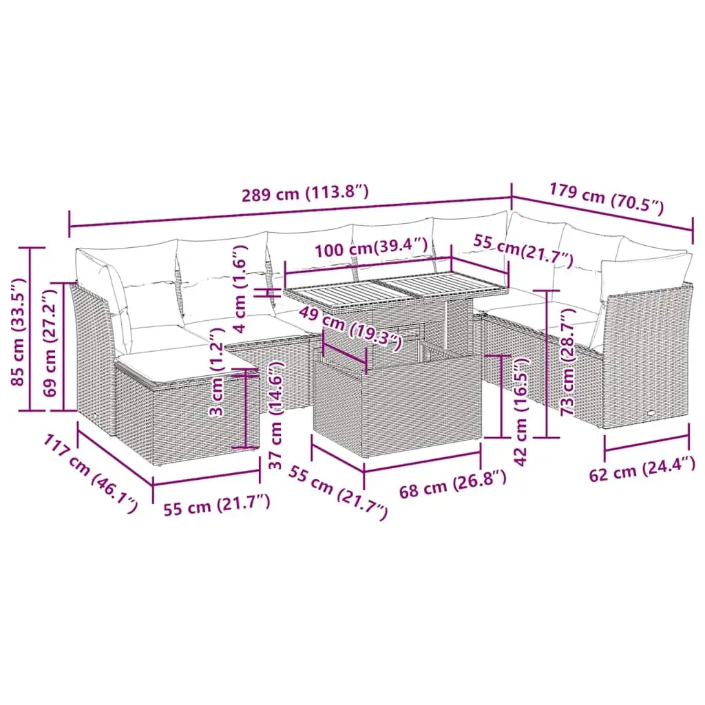 9 Piece Garden Sofa Set for Outdoor Fun