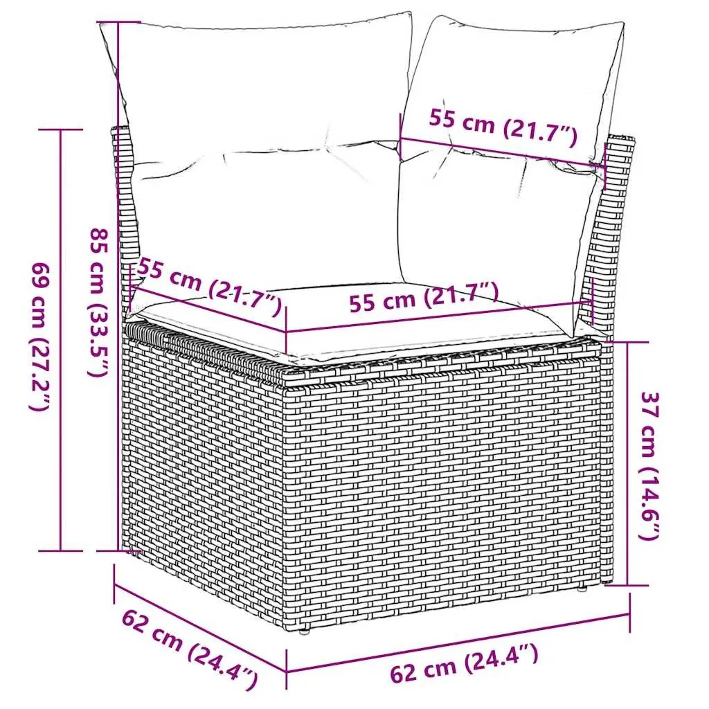 Modular Garden Sofa Set 11 Piece Grey PE Rattan Outdoor Lounge Furniture