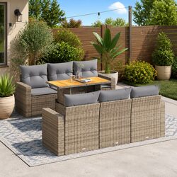 Your Friendly 7-Piece Beige Garden Sofa Set