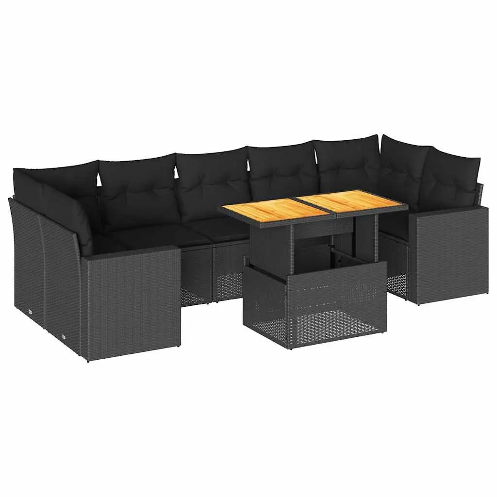 Garden Sofa Set 8 Piece Outdoor Furniture Black Poly Rattan Patio Modular