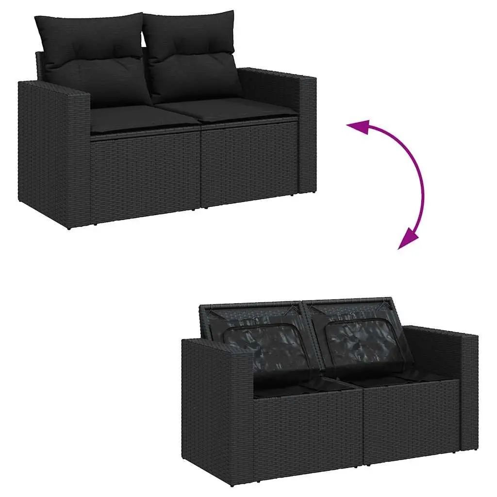 Garden Sofa Set 8 Piece Outdoor Furniture Black Poly Rattan Patio Modular