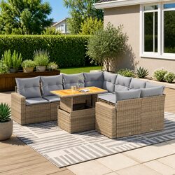 Friendly 9 Piece Beige Garden Sofa Set for Your Patio