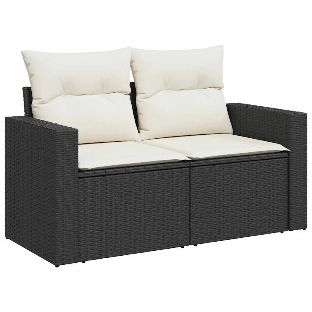 9 Piece Garden Sofa Set with Cushions Black Outdoor Furniture Patio Modular