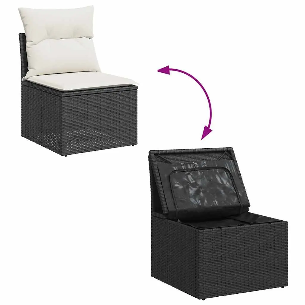 9 Piece Garden Sofa Set with Cushions Black Outdoor Furniture Patio Modular