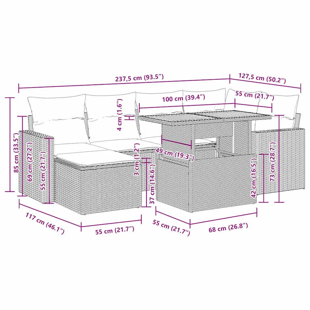 7 Piece Garden Sofa Set for Outdoor Fun