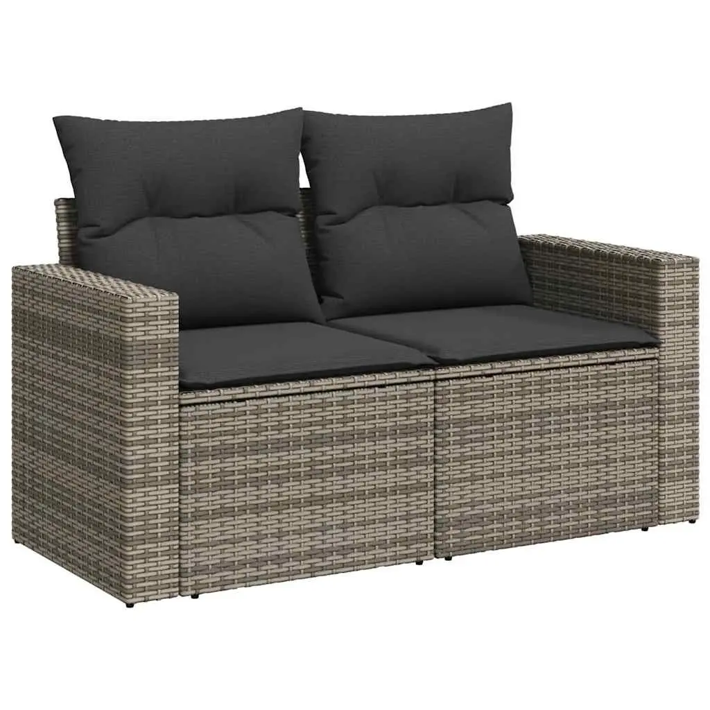 7 Piece Garden Sofa Set Outdoor Furniture with Storage Cushions Grey Poly Rattan