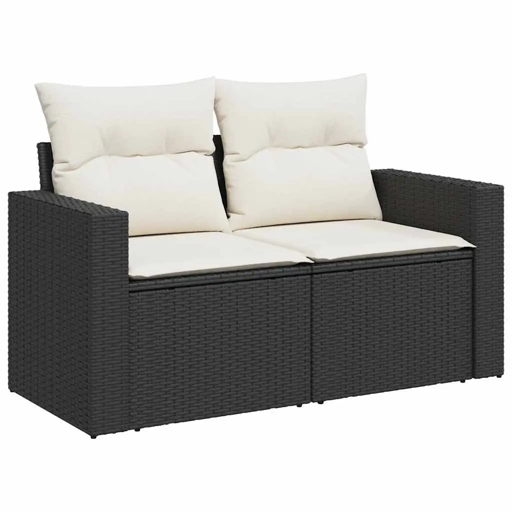 Garden Sofa Set 8 Piece Outdoor Patio Furniture with Cushions Black Rattan