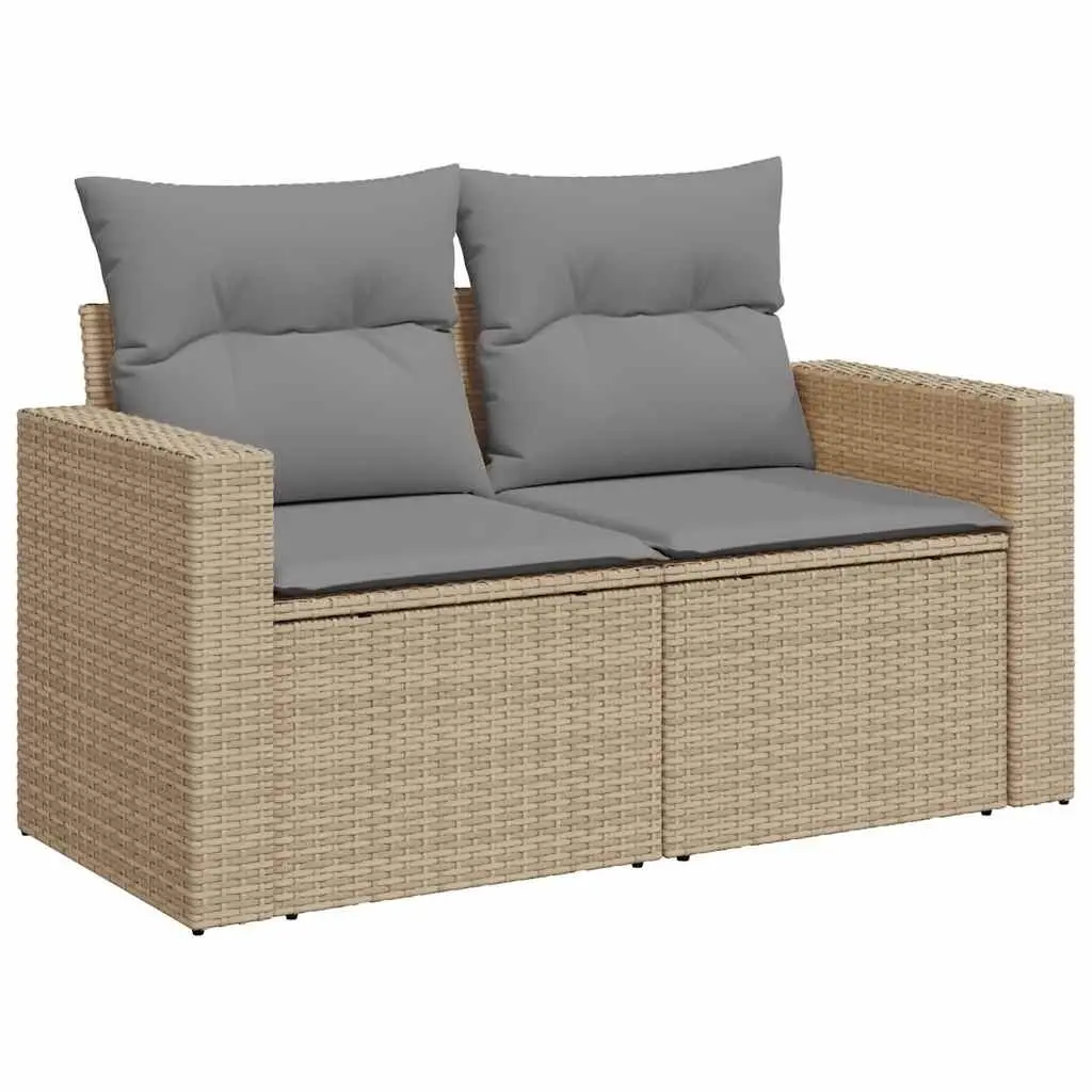 Garden Sofa Set 10 Piece Outdoor Furniture Modular Patio Lounge Beige Cushions